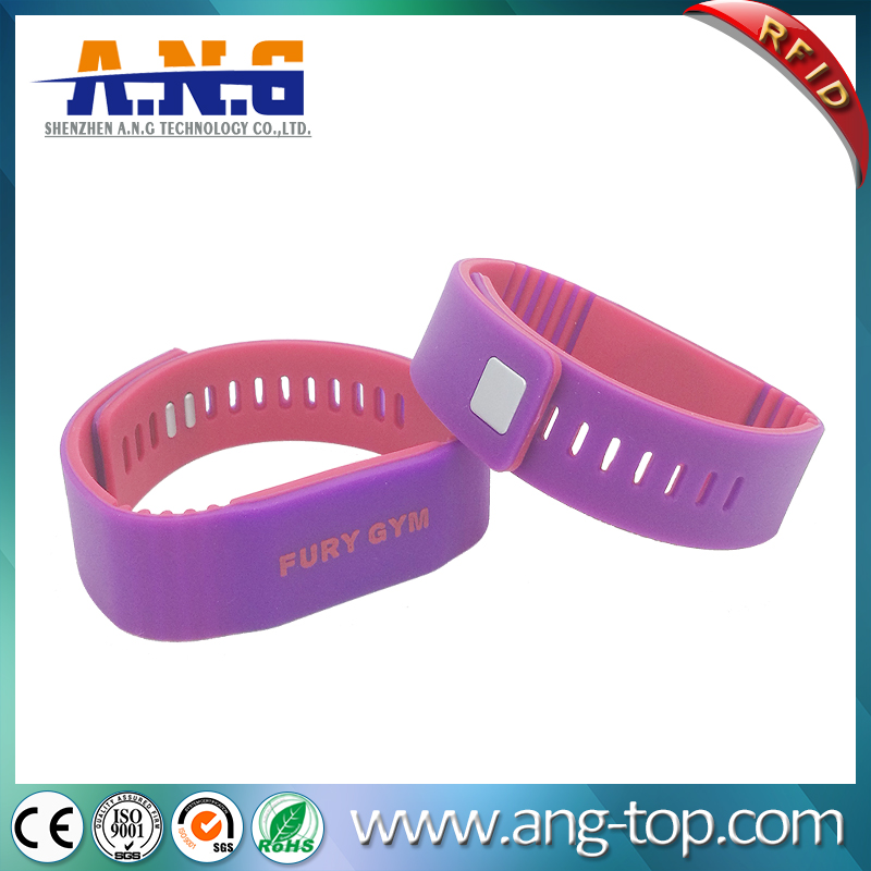 Adjustable RFID NFC Silicone Wristband with double color