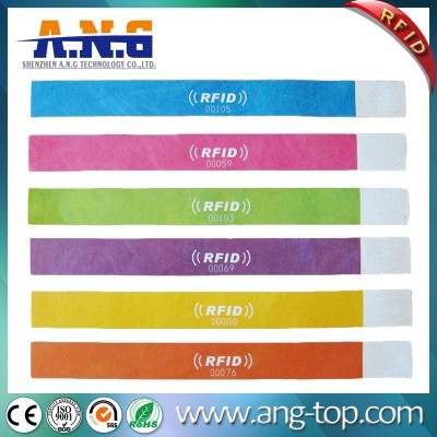 Tyvek Paper Nfc Rfid Wristbands Custom Waterproof One Time Rfid Event Wristbands