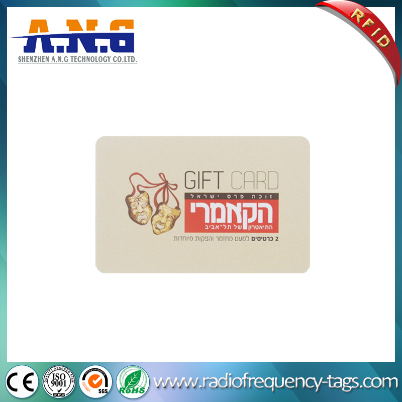 Cmyk Printing ISO14443A Cr80 Plastic RFID Smart Gift Card